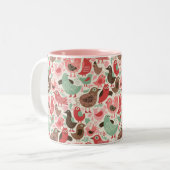 Hintergrund mit niedlichen Vögeln Zweifarbige Tasse (Vorderseite Links)