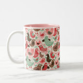 Hintergrund mit niedlichen Vögeln Zweifarbige Tasse (Links)