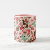 Hintergrund mit niedlichen Vögeln Zweifarbige Tasse (Mittel)