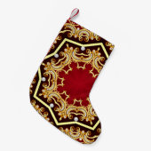 Hintergrund mit Perle und Gold Kleiner Weihnachtsstrumpf (Vorderansicht (hängend))
