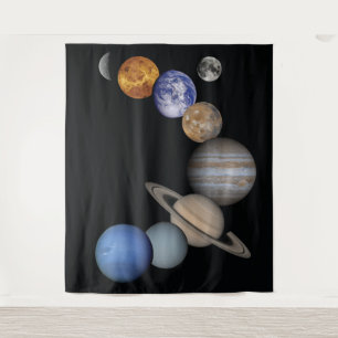 Hintergrund mit Planeten des Sonnensystems Wandteppich