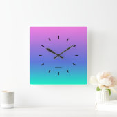 Hintergrund mit rosa, lila und grünem Verlauf Quadratische Wanduhr (Zuhause)
