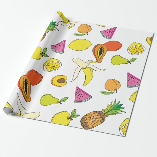 Hintergrund mit saftigen Früchten. Nahtlose Frucht Geschenkpapier (Ungerollt)