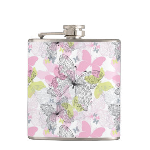 Hintergrund mit Schmetterling Flachmann