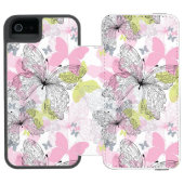 Hintergrund mit Schmetterling Incipio iPhone Geldbeutel-Hülle (Folio Geöffnet)