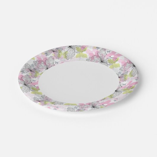 Hintergrund mit Schmetterling Pappteller (Schrägansicht)