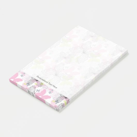 Hintergrund mit Schmetterling Post-it Klebezettel (angewinkelt)