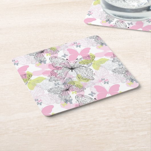 Hintergrund mit Schmetterling Rechteckiger Pappuntersetzer (angewinkelt)