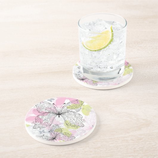 Hintergrund mit Schmetterling Sandstein Untersetzer (Seite)