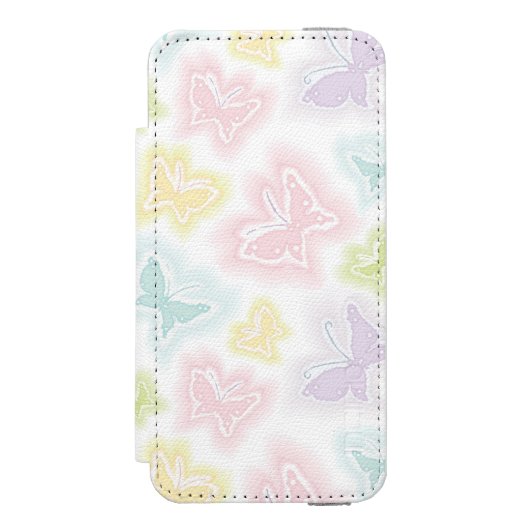 Hintergrund mit Schmetterlingen im Aquarell Incipio iPhone Geldbeutel-Hülle (Folio Vorderseite)