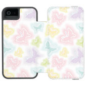 Hintergrund mit Schmetterlingen im Aquarell Incipio iPhone Geldbeutel-Hülle (Folio Geöffnet)