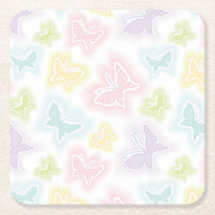 Hintergrund mit Schmetterlingen im Aquarell Rechteckiger Pappuntersetzer