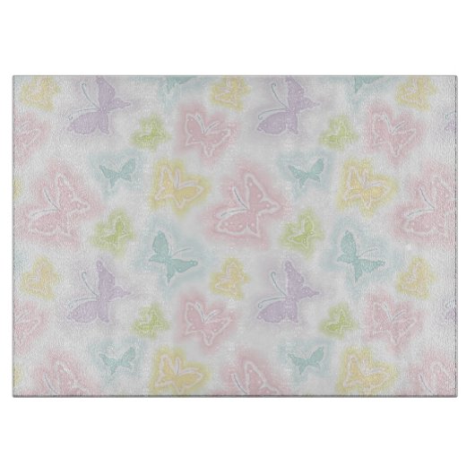 Hintergrund mit Schmetterlingen im Aquarell Schneidebrett (Vorderseite)