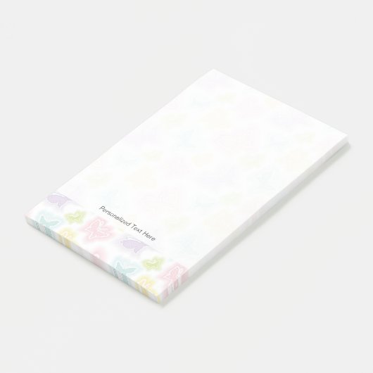 Hintergrund mit Schmetterlingen in Aquarell Post-it Klebezettel (angewinkelt)