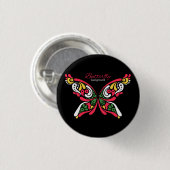 Hintergrund mit schönem Schmetterling. Tätowierung Button (Vorne & Hinten)