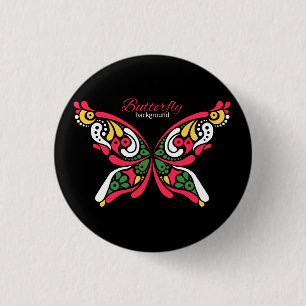 Hintergrund mit schönem Schmetterling. Tätowierung Button