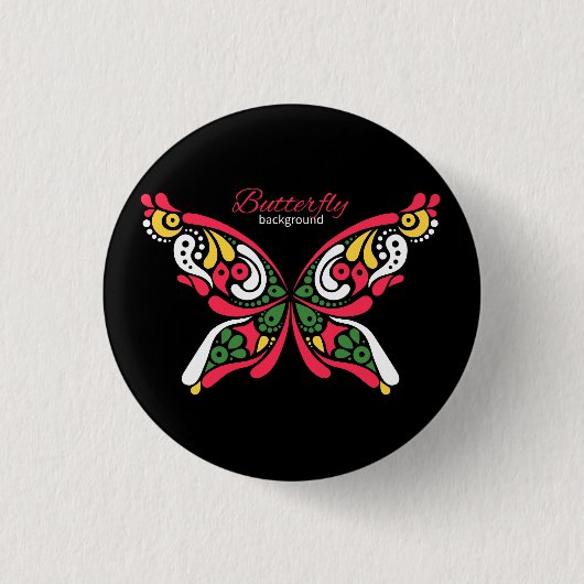 Hintergrund mit schönem Schmetterling. Tätowierung Button (Vorderseite)