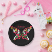 Hintergrund mit schönem Schmetterling. Tätowierung Pappteller (Party)