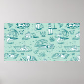 Hintergrund mit Sommer Strand Mädchen. Nahtloses P Poster (Vorne)