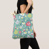 Hintergrund mit Teapots, Cups, Lemon, Blume Tasche (Von Nahem)