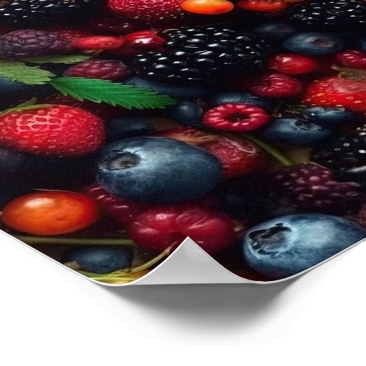 Hintergrund mit verschiedenen Waldfrüchten Poster (Ecke)