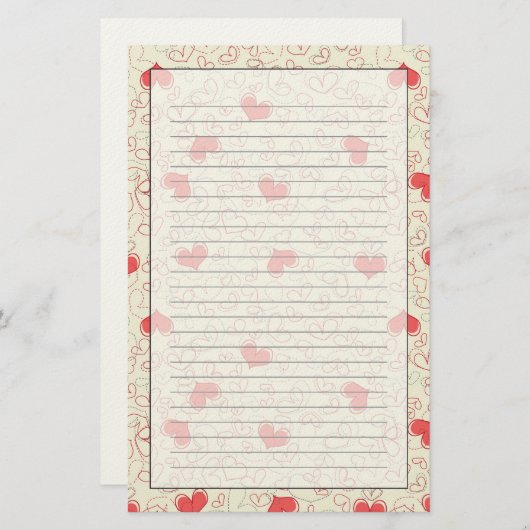 Hintergrund niedlicher Herzen Briefpapier (Vorne/Hinten)