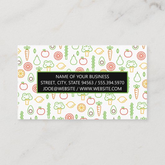 Hintergrund Obst und Gemüse Visitenkarte (Rückseite)