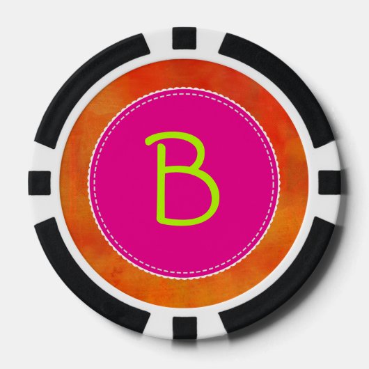 Hintergrund personalisiert rosa Circle Orange Pokerchips (Vorderseite)