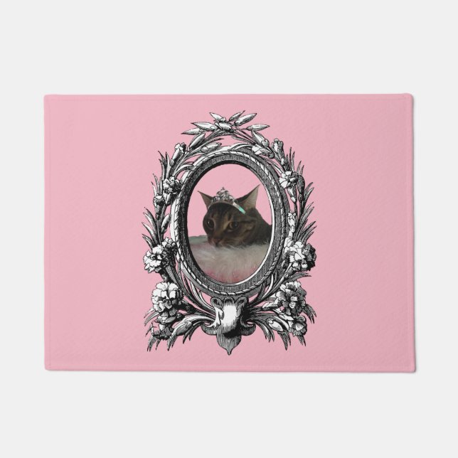 Hintergrund Prinzessin-Cat Vintage Frame Pink Fußmatte (Vorderseite)