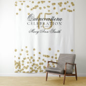 Hintergrund Quinceanera Party-GoldConfetti Wandteppich (Beispiel)