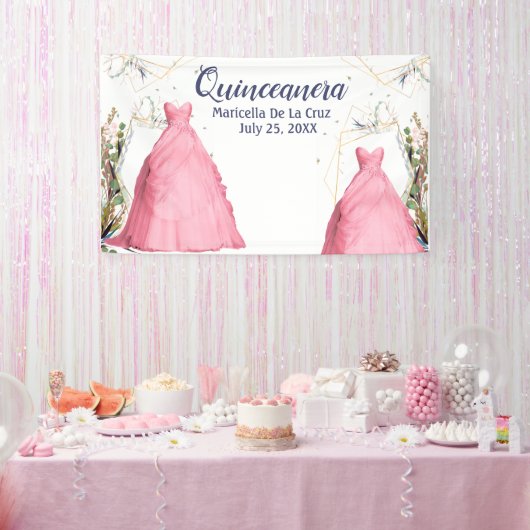 Hintergrund Quinceanera Rosa Kleid Banner (Party)