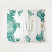 Hintergrund Quinceanera Smaragdgrünes Kleid Floral Wandteppich (Vorderseite (Horizontal))