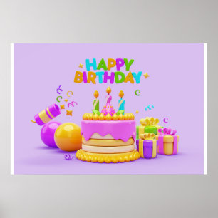 Hintergrund Rainbow Happy Birthday Poster