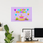 Hintergrund Rainbow Happy Birthday Poster (Heimbüro)