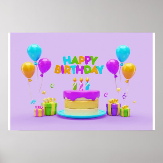 Hintergrund Rainbow Happy Birthday Poster (Vorne)
