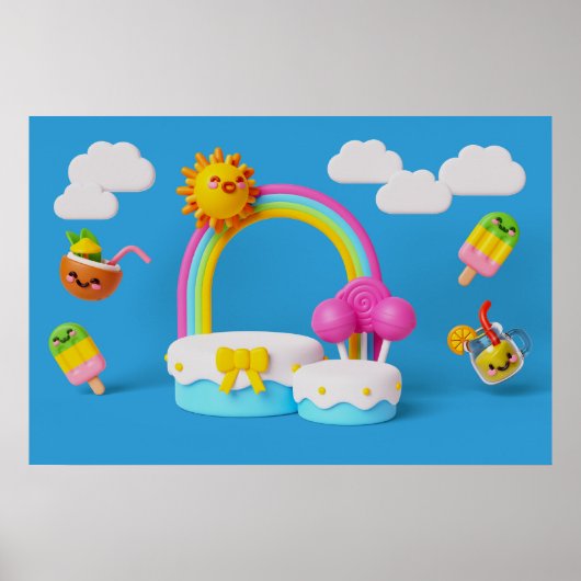 Hintergrund Rainbow Happy Birthday Poster (Vorne)