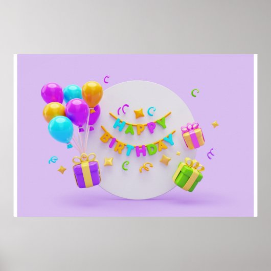 Hintergrund Rainbow Happy Birthday Poster (Vorne)