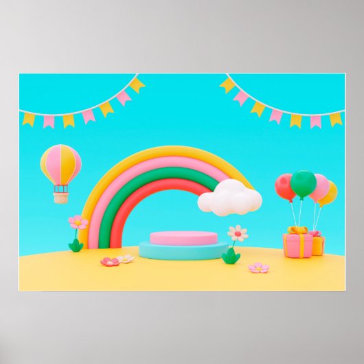 Hintergrund Rainbow Happy Birthday Poster (Vorne)