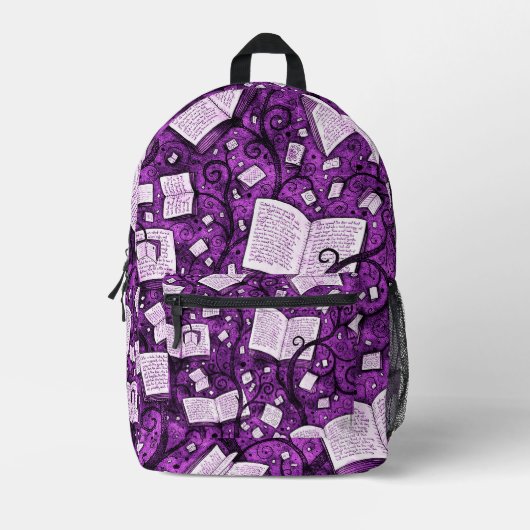 Hintergrund rosa Bücher Bedruckter Rucksack (Vorderseite)