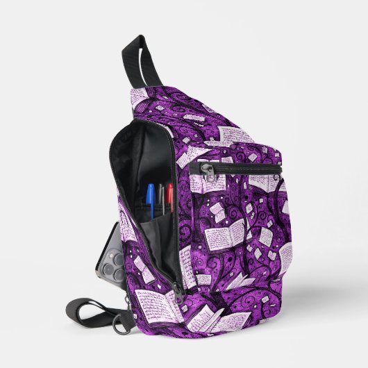 Hintergrund rosa Bücher Crossbody Bag (Offen)