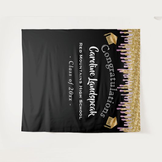 Hintergrund Rosa-Gold-Glitzer-Drilling Wandteppich (Vorderseite (Horizontal))