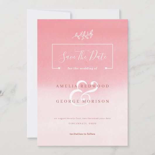 Hintergrund rosa Gradient Save The Date (Vorderseite)