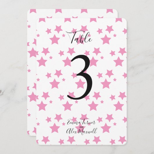 Hintergrund rosa Sterne | TISCHNUMMERN (Vorne/Hinten)