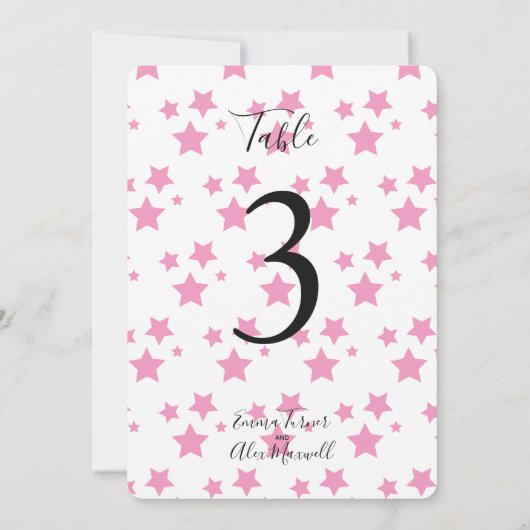 Hintergrund rosa Sterne | TISCHNUMMERN (Rückseite)