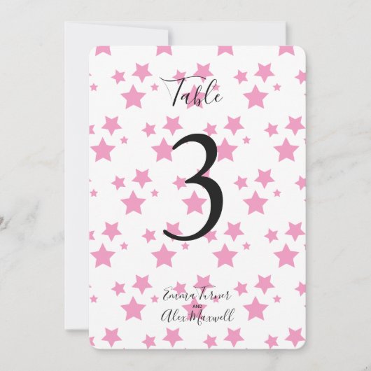 Hintergrund rosa Sterne | TISCHNUMMERN (Vorderseite)