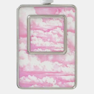 Hintergrund rosa Wolken Mode Rahmen-Ornament Silber