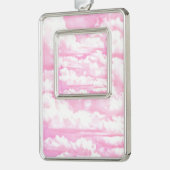Hintergrund rosa Wolken Mode Rahmen-Ornament Silber (Links)