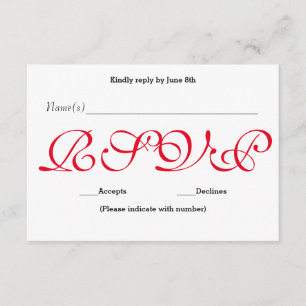 Hintergrund Rot - RSVP-Antwortkarte RSVP Karte