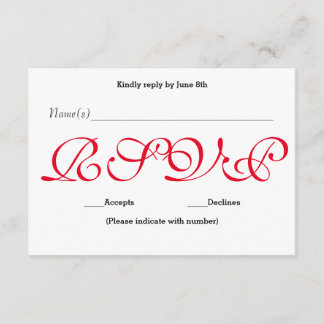 Hintergrund Rot - RSVP-Antwortkarte RSVP Karte