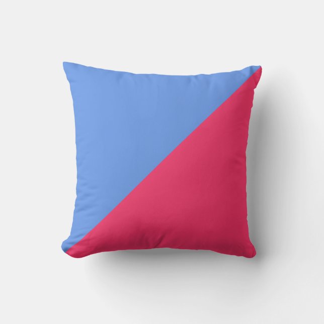 Hintergrund schlicht Blau und Heiß-Rosa Kissen (Vorderseite)